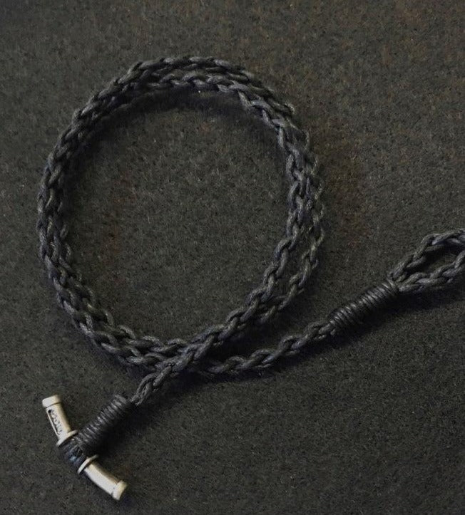 black　hand-woven　cotton　cord.Each cord is individually hand-woven using pure cotton cord and pewter ends.