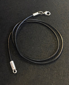 black leather necklace of 2mm. Bico leather products are made using only genuine cow hide leather.Because leather is is a natural product,the color and textures of each piece will differ slightly. The metal fittings are made of pewter.