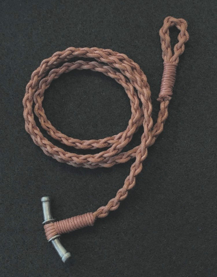 brown　hand-woven　cotton　cord.Each cord is individually hand-woven using pure cotton cord and pewter ends.