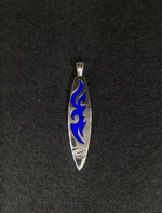 Load image into Gallery viewer, Flamin&#39; pendant of blue color, meaning : cool waves,hot moves.　Surfboard Design
