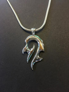 pranic air.pendant top with silver chain.meaning:chi energy, spiritual contentment.