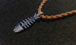 Load image into Gallery viewer, the fish pendant top with brown woven choker. meaning:friendship and sensitivity.
