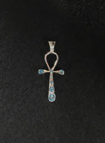 تحميل الصورة إلى عارض المعرض، nefertiti pendant top of swarovski&#39;s light blue color. meaning:mysterious beauty
