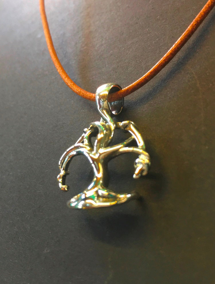 tree of life pendant top with brown leather chain