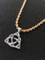 将图片加载到图库查看器，triquetra-pendant-and-brown-necklace. meaning : bound by three connections.
